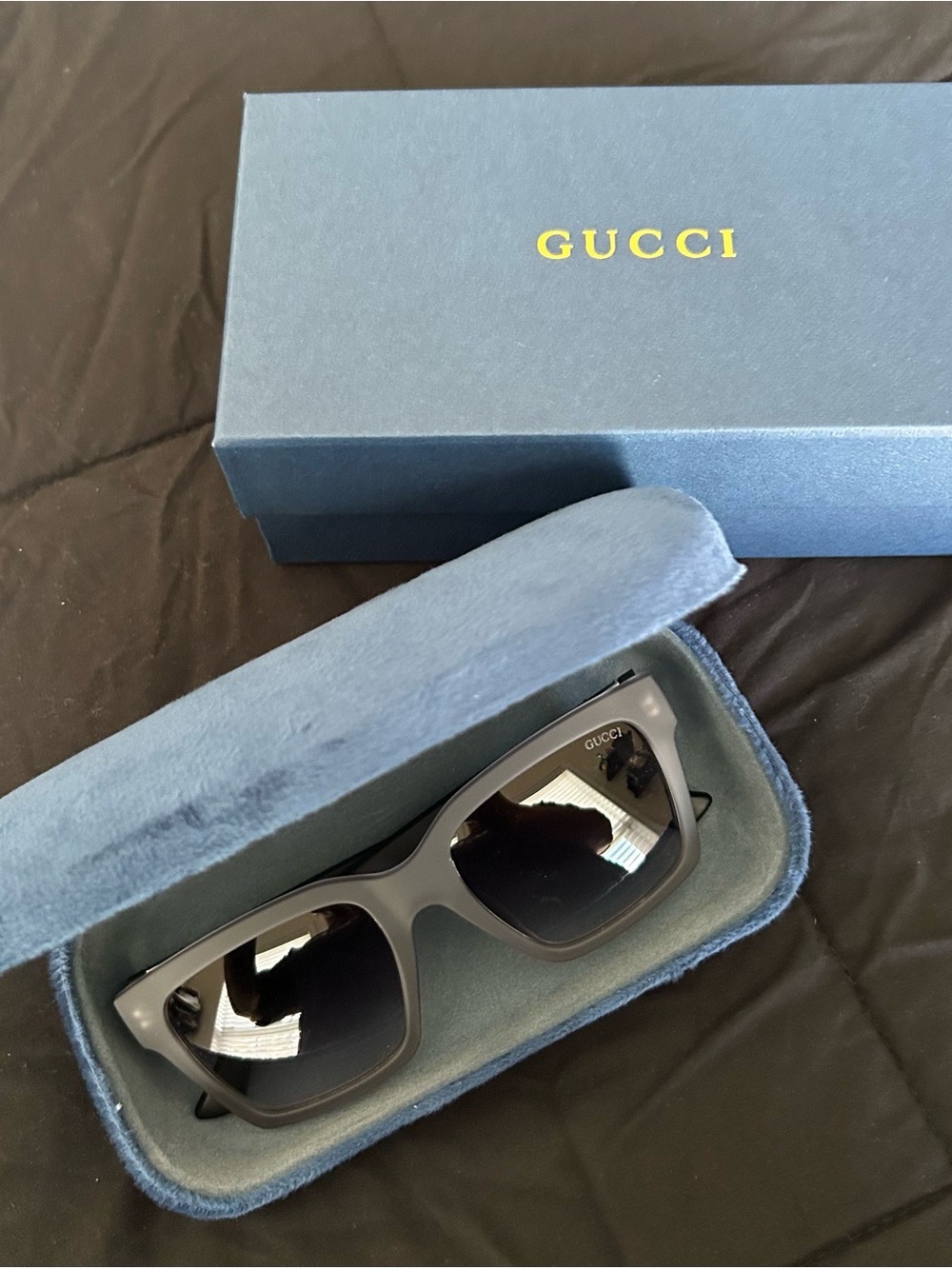 Gucci Men's Black Sunglasses with Gradient Lenses